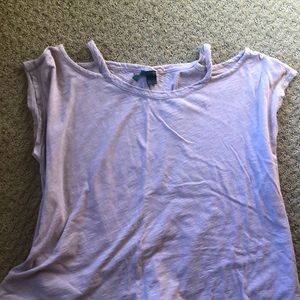 Open shoulder, lavender flowy tee - Anthropologie